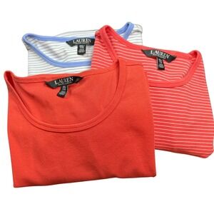 Lauren Ralph Lauren Women's Cotton Crew Neck T-Shirts, Lot of 3, Size XXL